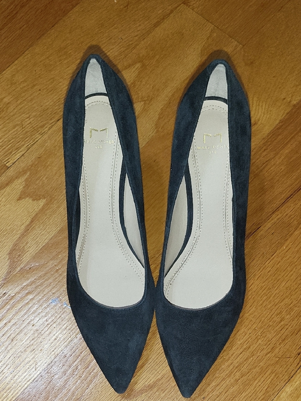 Marc Fisher Black Suede Pointed Toe Flats
